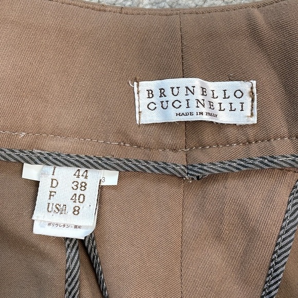 Brunello Cucinelli Brown Straight Leg Trouser Pants Office Career Sz 8 - Picture 8 of 11